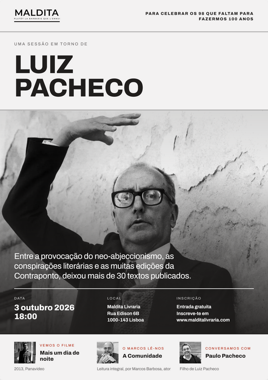 Cartaz da sessão em torno de Luiz Pacheco